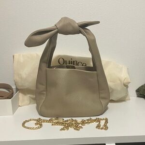 Quince Taupe Leather Shoulder Bag